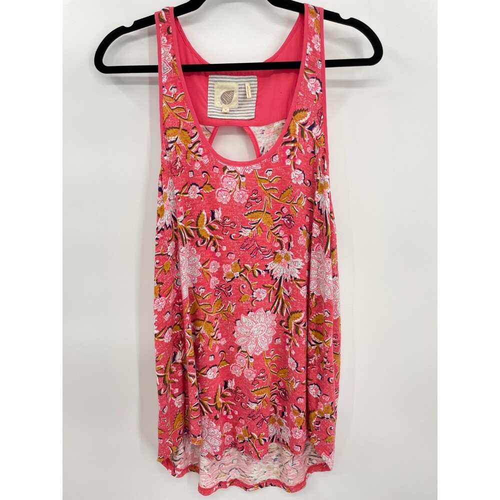 LILKA by Anthropologie Coral Floral Paisley Open Back Tank Top Size M